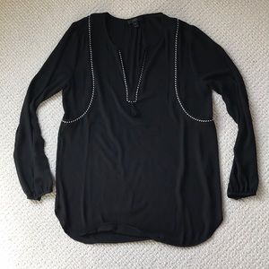 NWOT JCrew Black Tassel Tie Shirt - Size 6 Tall